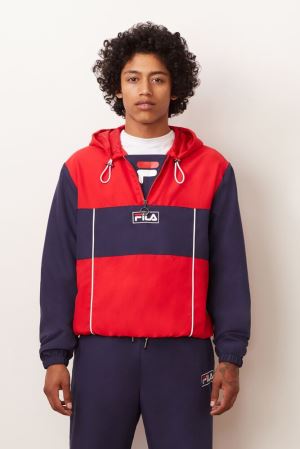 FILA Europa 1/2 Zip Wind Jackets Navy / Red / White,Mens Clothing | CA.FQIKTH298